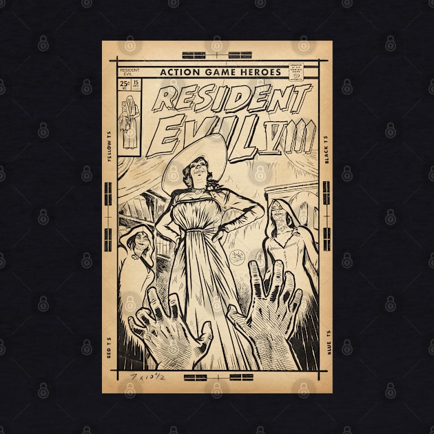 Resident Evil 8 Village fan art comic cover line art by MarkScicluna